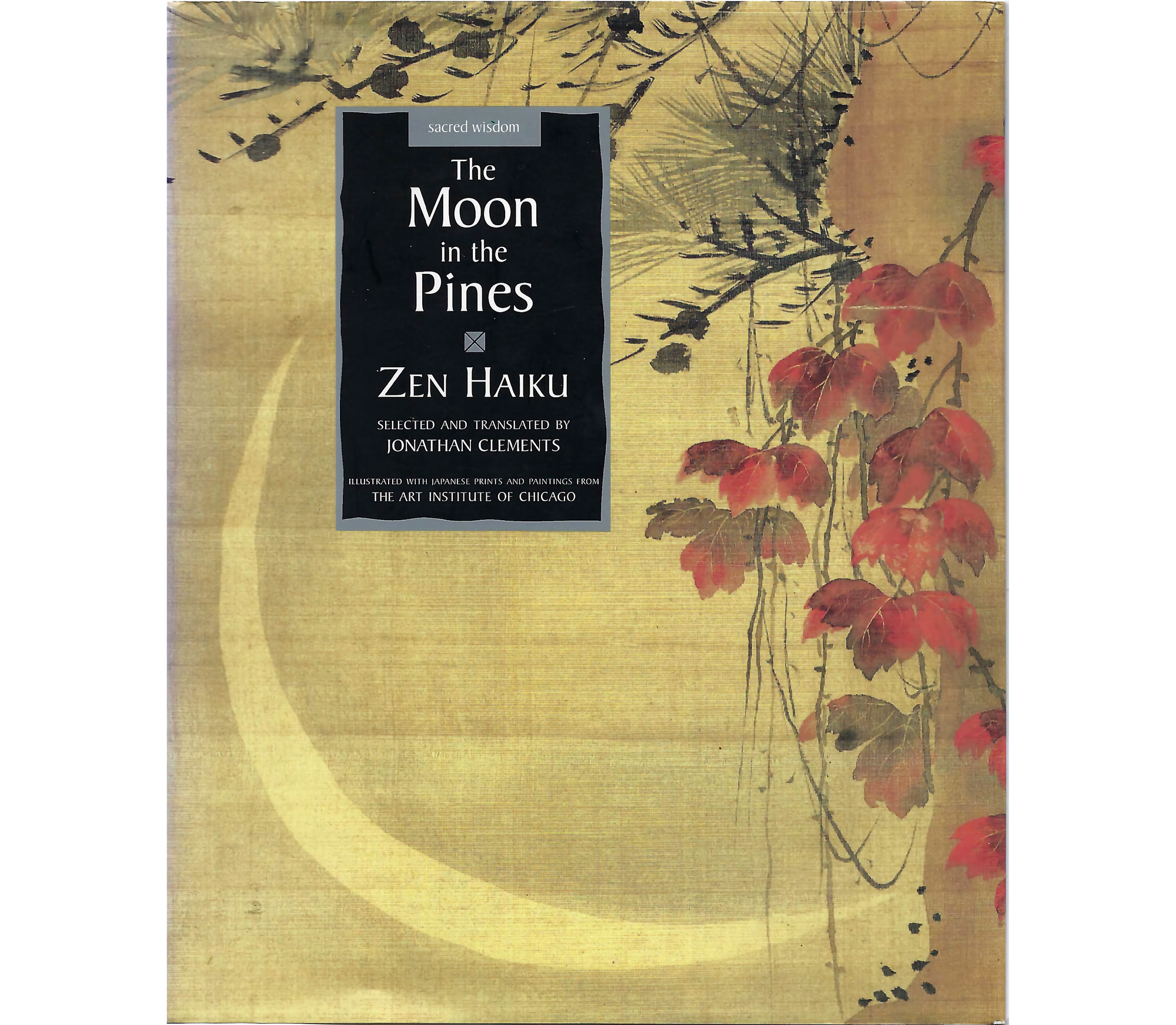 Image of cover of "The Moon in the Pines,' showing crescent moon behind pine needles and red leaves
