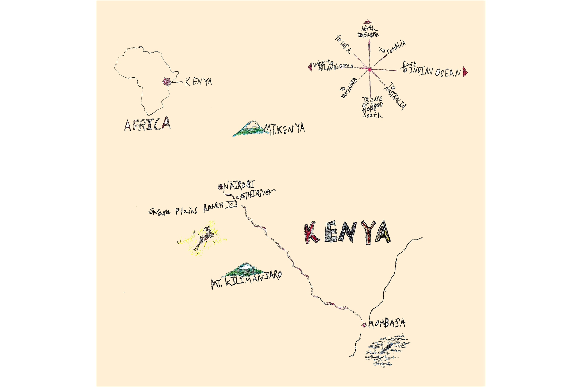 Image of illustration of child's map of Kenya.